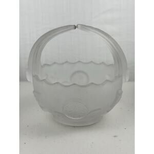 Lenox Imperial Frosted Carnival Glass 5” Basket Split Handle Bow & Florals